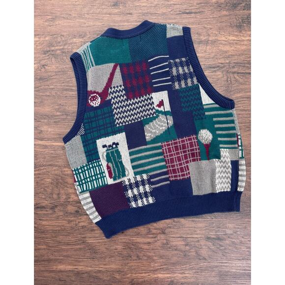 Vintage Multicolor Patchwork Knit Vest - Picture 2 of 3